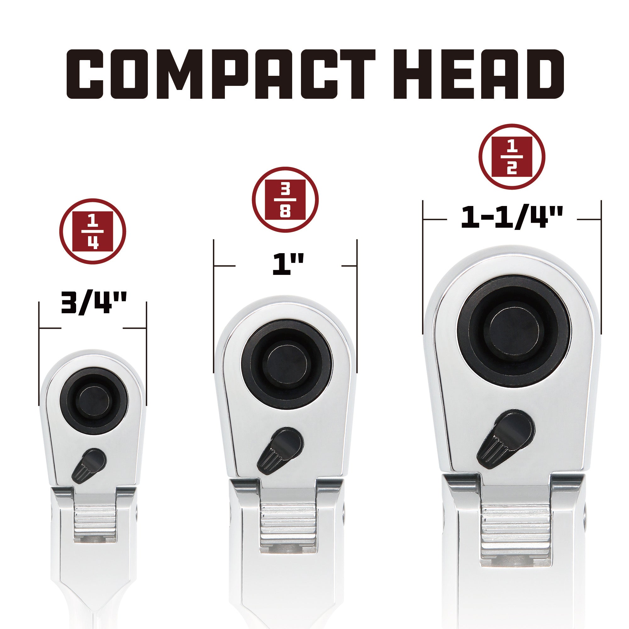 Powerbuilt 3/8 Inch Drive 72 Tooth Pro Tech 17 Inch Long Reach Flex Head Ratchet with Contour Handle - 649953