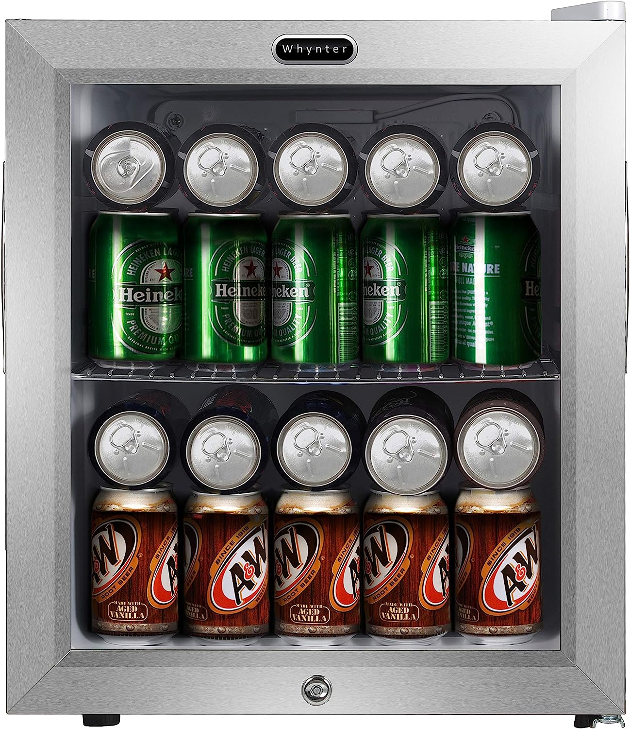 Whynter 62 Can Capacity Stainless Steel Beverage Refrigerator with Lock