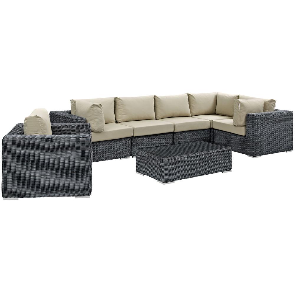 Modway Summon 7 Piece Outdoor Patio Sunbrella® Sectional Set