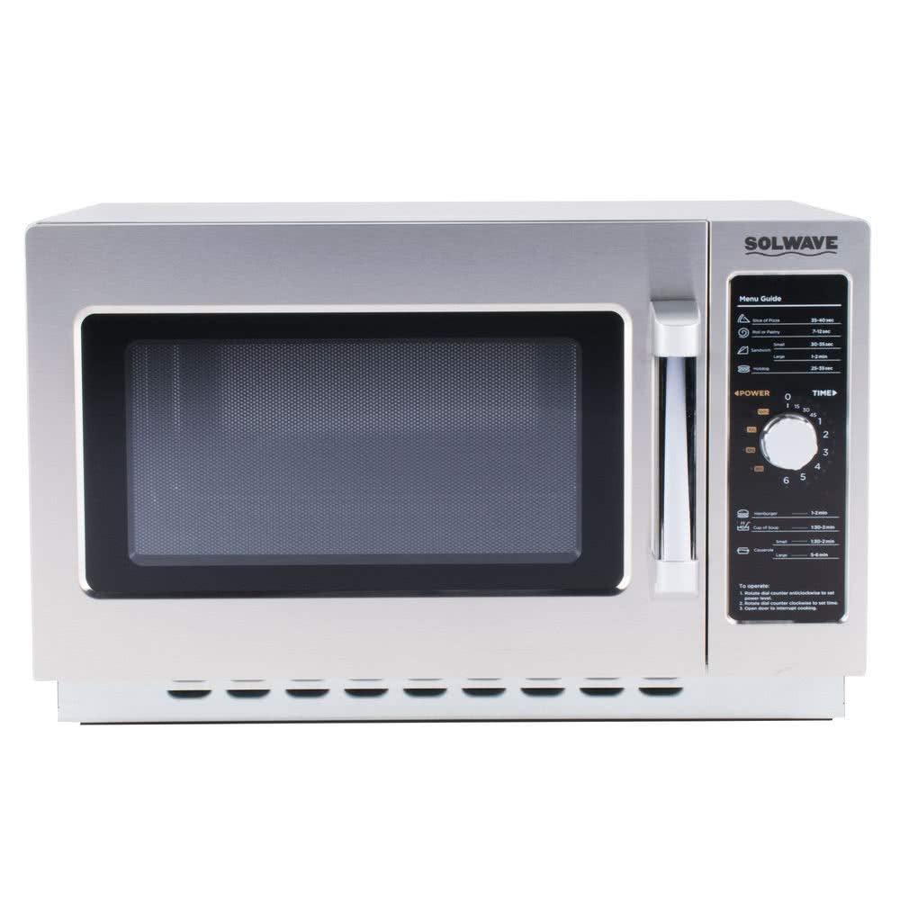 Gold Bell Co. Solwave 1000W Stackable Commercial Microwave with Large 1.2 cu. ft. Interior and Dial Controls - 120V