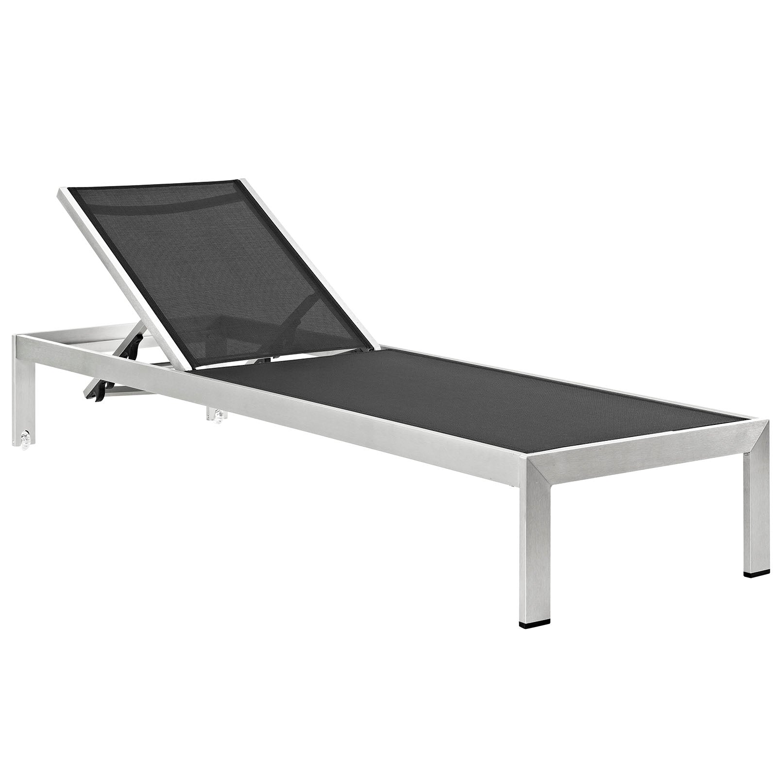 Modway Shore Chaise Outdoor Patio Aluminum Set of 6 - Silver Black