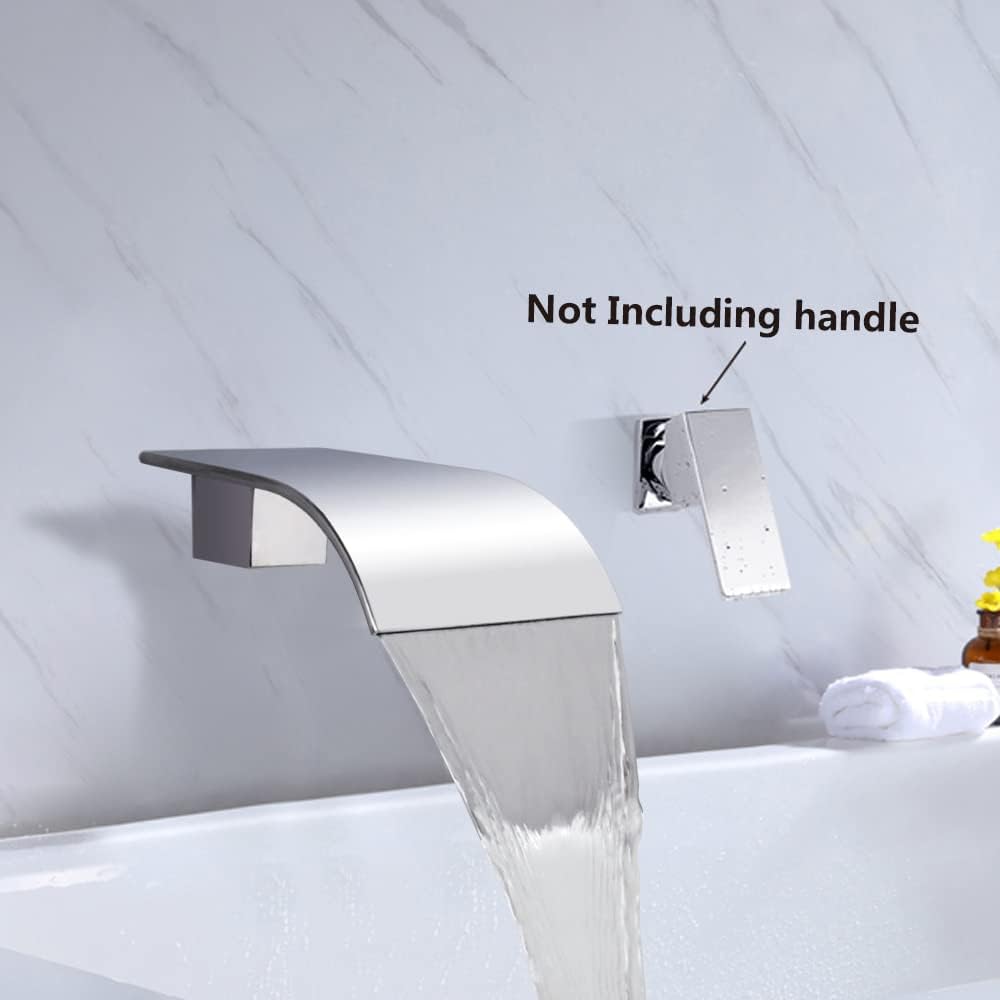 AZOs Waterfall Bathroom Faucet Chrome Wall Mount Waterfall Spout Fixtures Filler, High Flow Waterfall Spout for Bathroom Sink or Tub