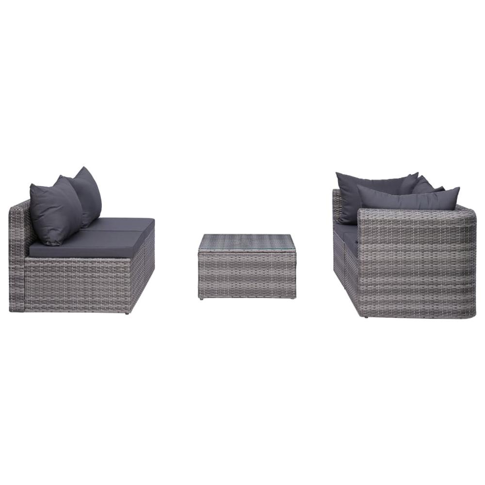 vidaXL 5 Piece Garden Sofa Set with Cushions &a; Pillows Poly Rattan Gray, 44160