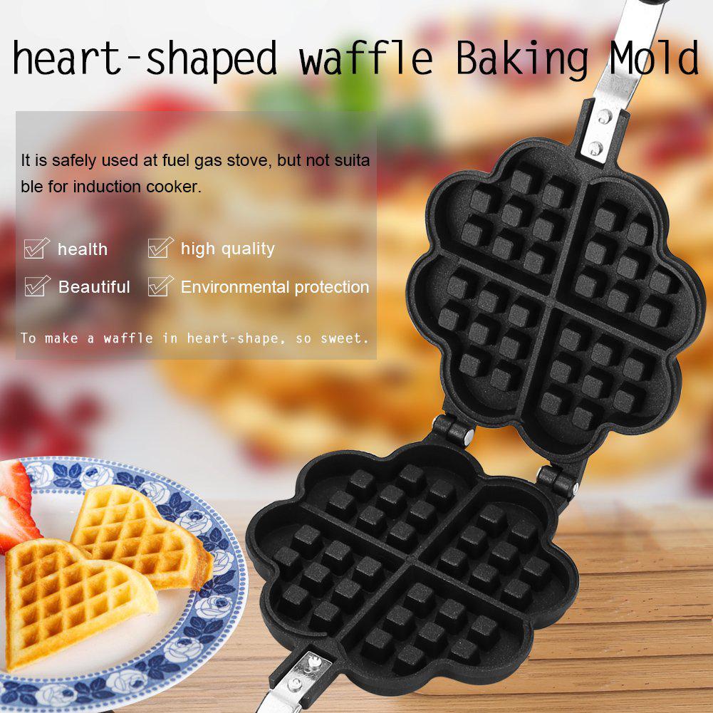 Worii waffle maker, egg waffle iron heart shape household kitchen gas nonstick waffle maker pan mould mold press plate baking tool