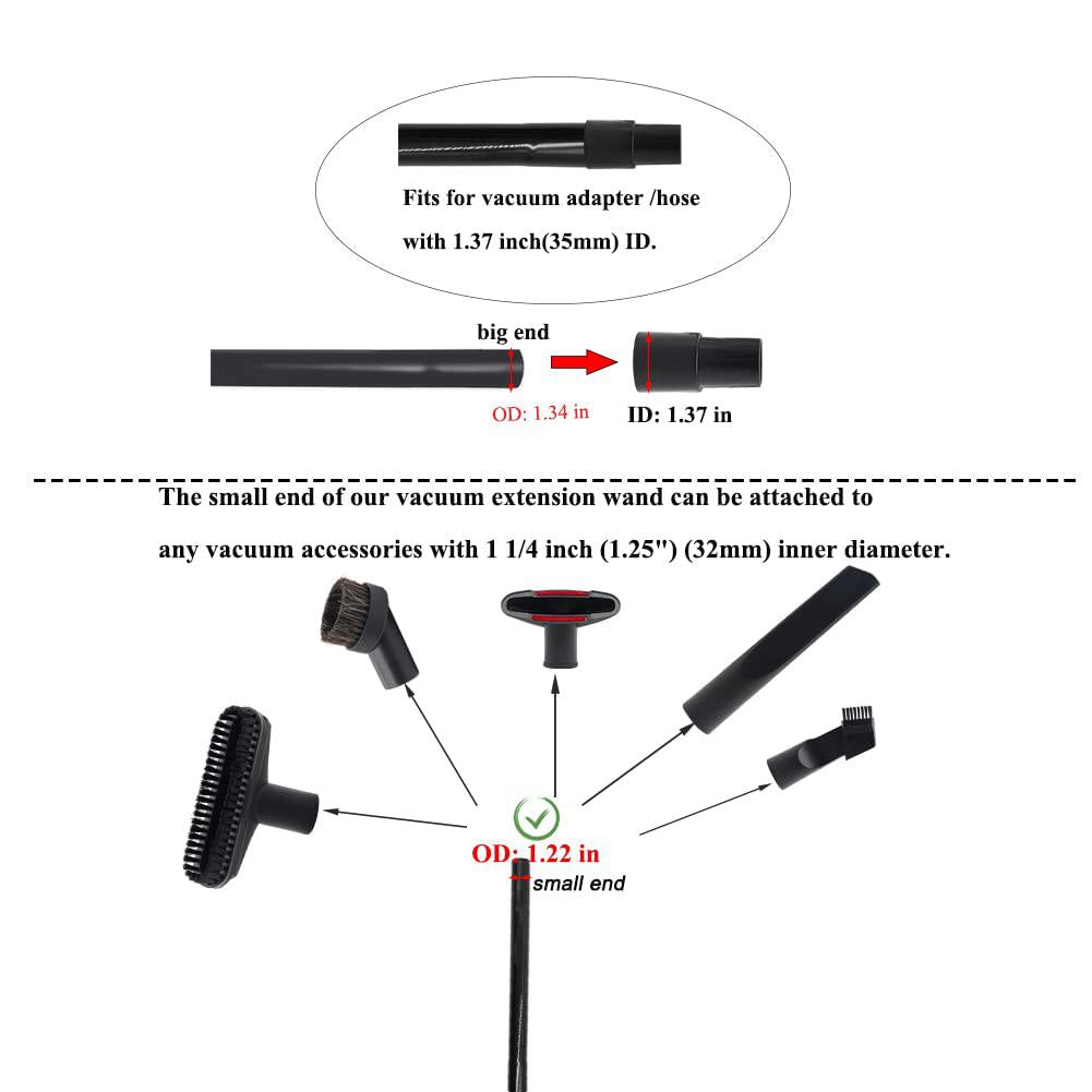 huiaway 3 pcs 1.25inch 32mm vacuum extension wand 1 1/4