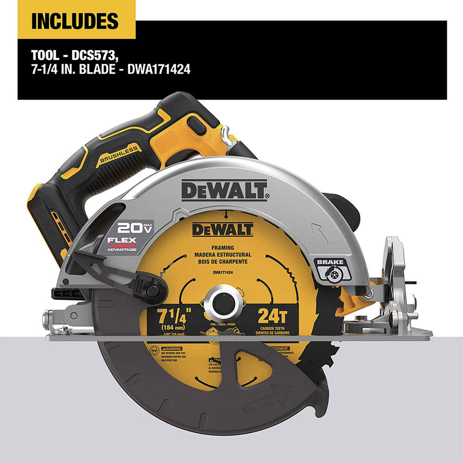 DeWalt DCS573B 20V MAX Brushless Lithium-Ion 7-1/4