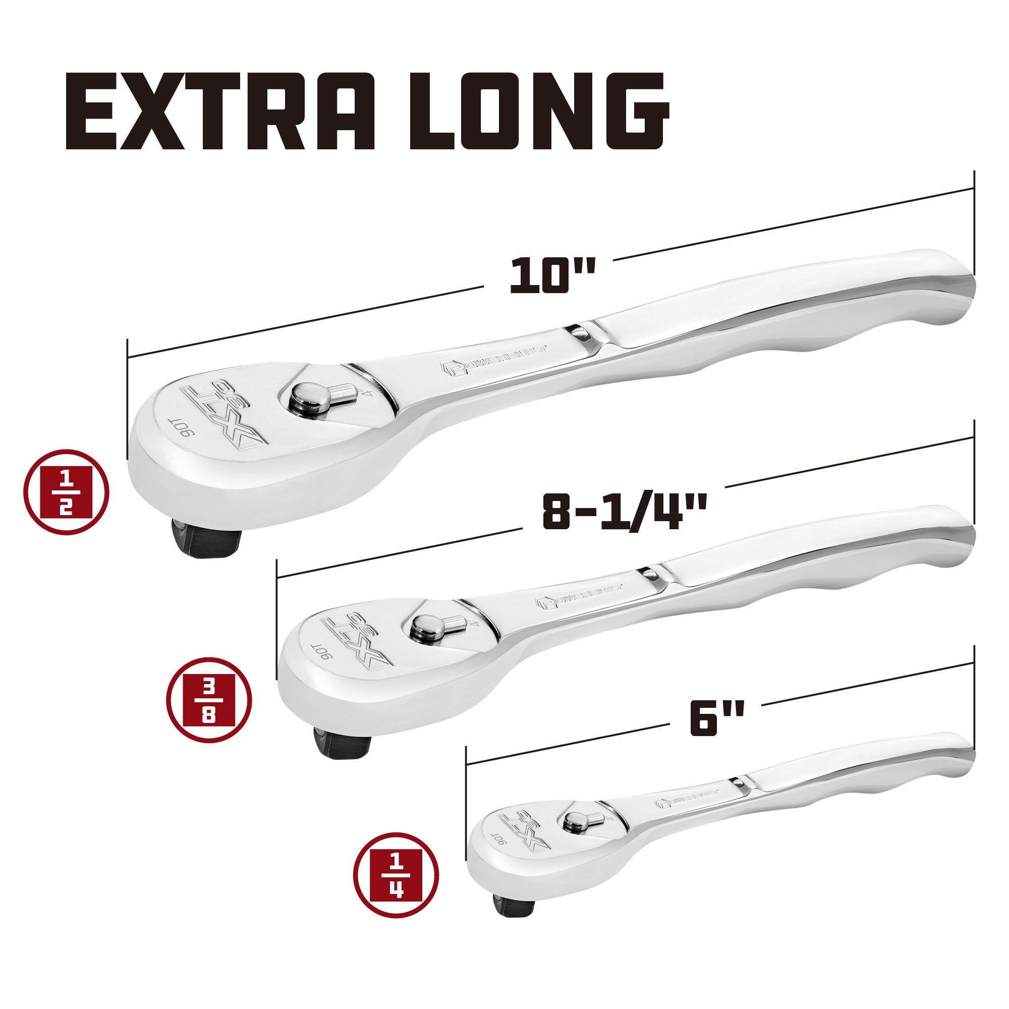 Powerbuilt 1/4 Inch Drive 90 Tooth Pro Tech (XT90) Professional Ratchet - 649937