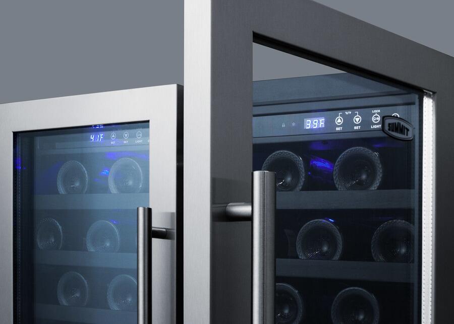 Summit SWC39966B 399 Built-In Undercounter Dual Zone Wine Cooler with 66 Bottle Capacity  in Stainless Steel