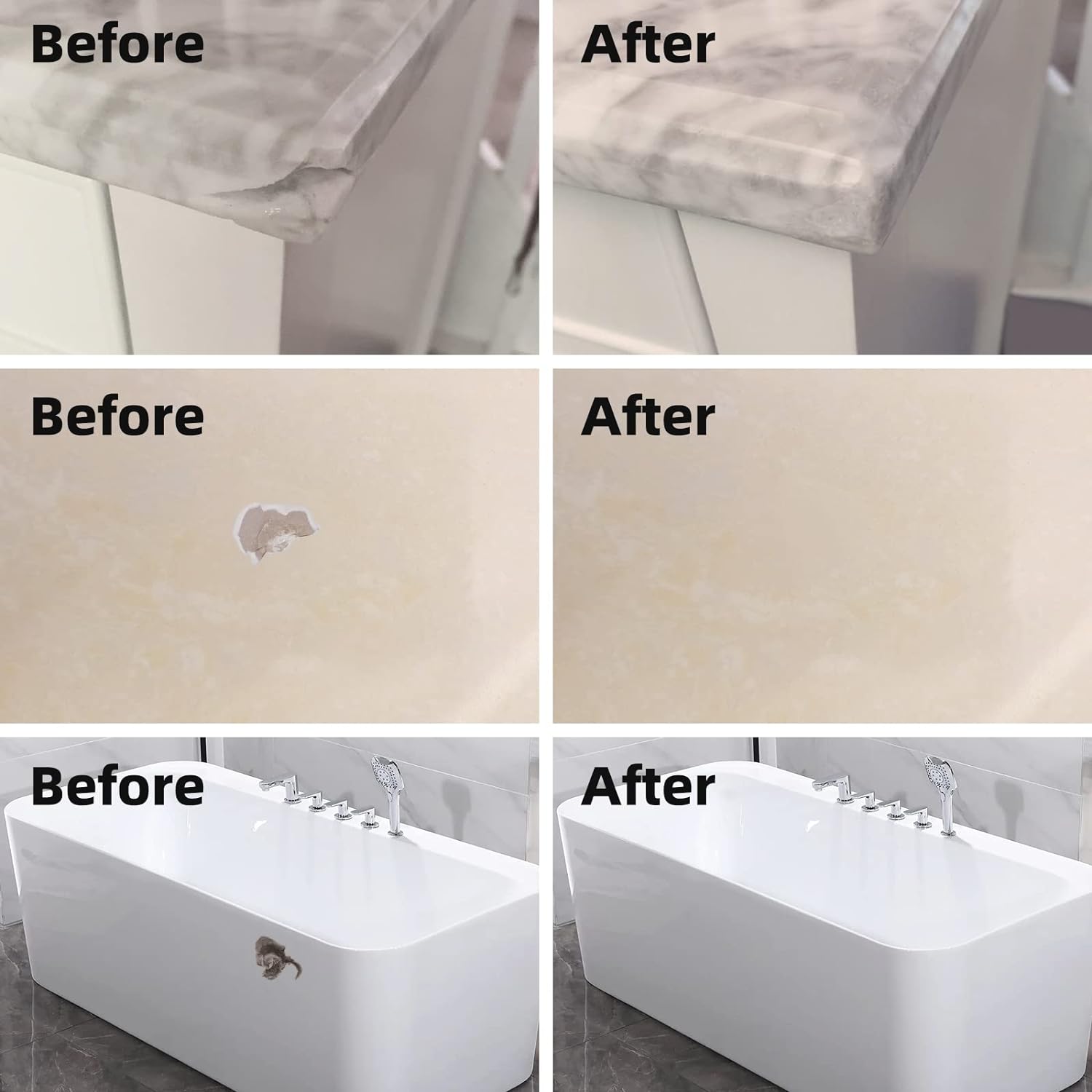 Globalcom Tile and Granite Repair Kit, Marble Repair Kit, Porcelain Stone and Quartz Countertops Repair Kit for Chips Dents Cracks Holes