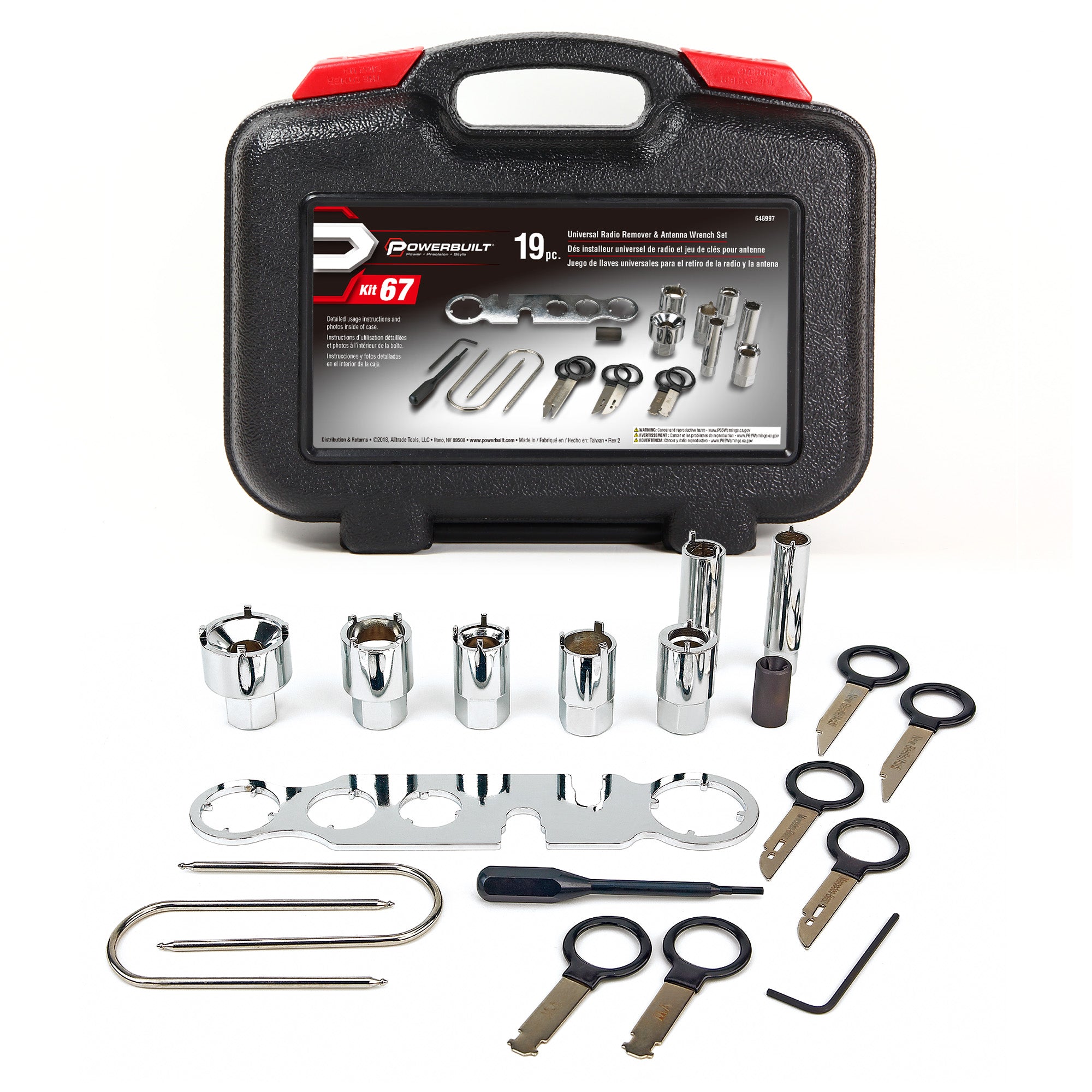 Powerbuilt 19 Pc. Universal Car Stereo, Radio And Antenna Tool Set - 648997