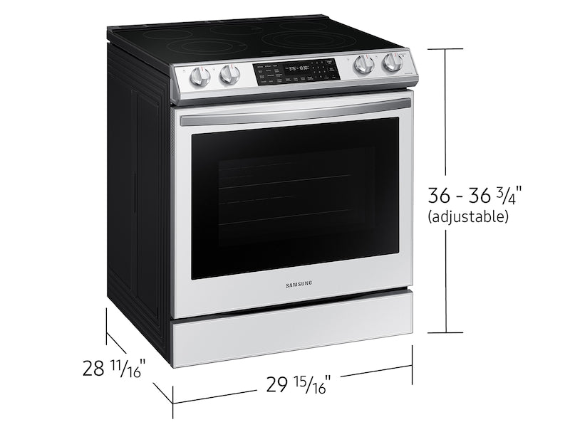 Samsung Bespoke 6.3 cu. ft. Smart Front Control Slide-In Electric Range with Air Fry &a; Wi-Fi in White Glass