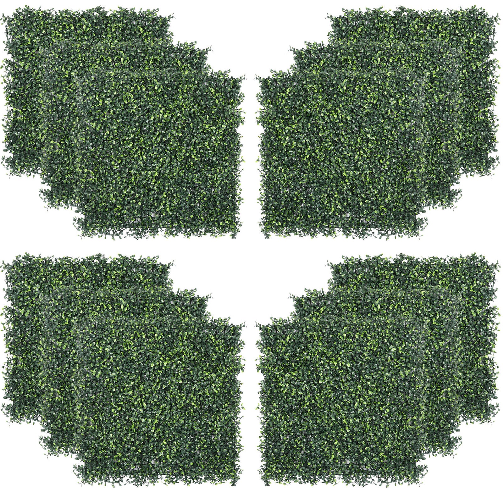 GCP Products 12Pcs Artificial Grass Privacy Hedge Screen Garden Home Backdrop Decor Green Wal