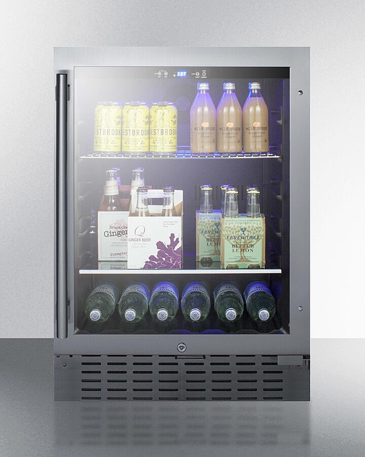 Summit SCR2466BCSS 24 inch Stainless Steel Beverage Center: 4.2 cu. ft. Capacity|Temperature Alarm|Sabbath Mode|Tempered Glass Door