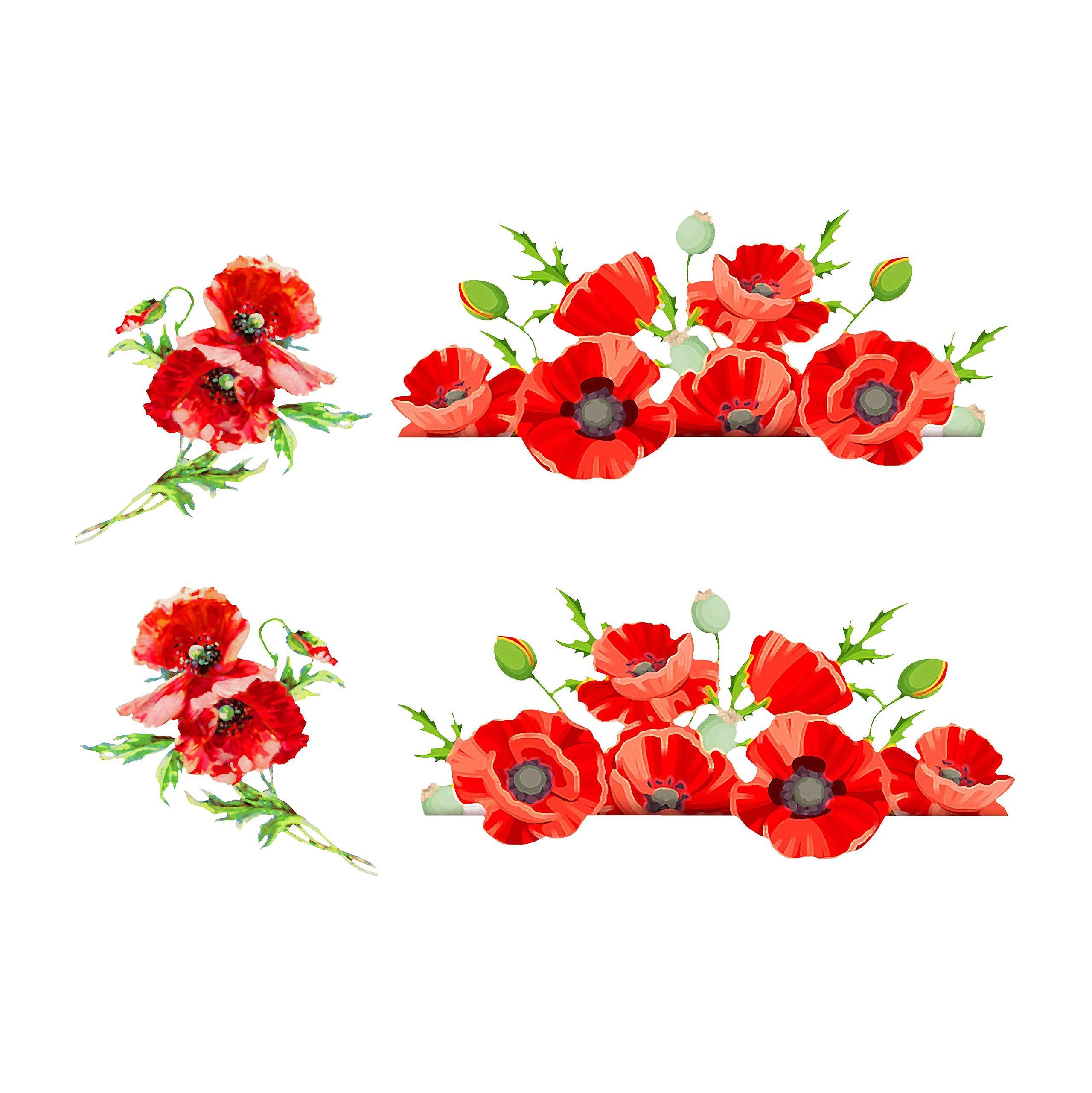 AZ Vinyl Works watercolor poppies decal skin for slow cooker (3-5 quart, print)