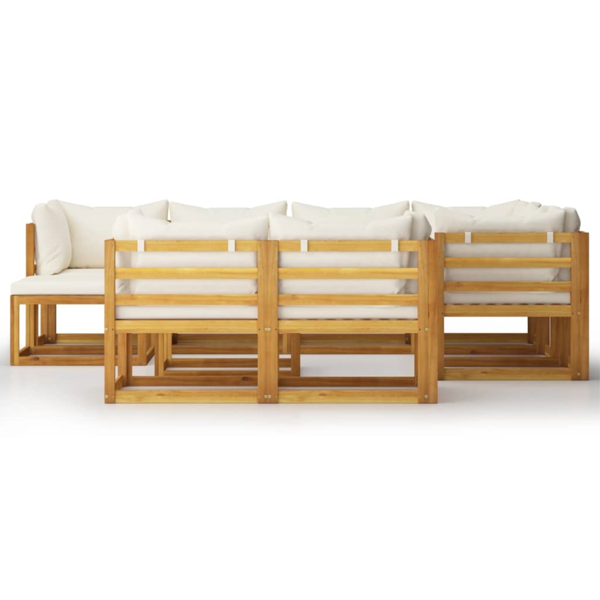 vidaXL 10 Piece Garden Lounge Set with Cushion Cream Solid Acacia Wood Cream