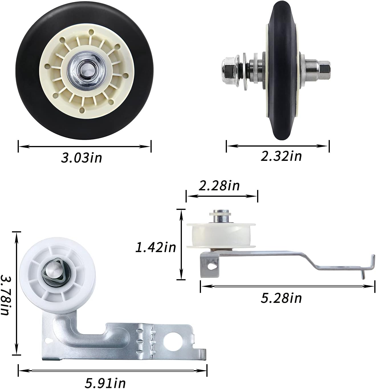 ALEW Direct Upgraded Dryer Repair Kit Compatible with LG Kenmore Dryers Includes 4581EL2002C Dryer Drum Roller Assembly 4400EL2001A Dryer B