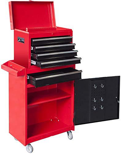 big red atbt1204r-rb torin rolling garage workshop tool organizer: detachable 4 drawer tool chest with large storage cabinet
