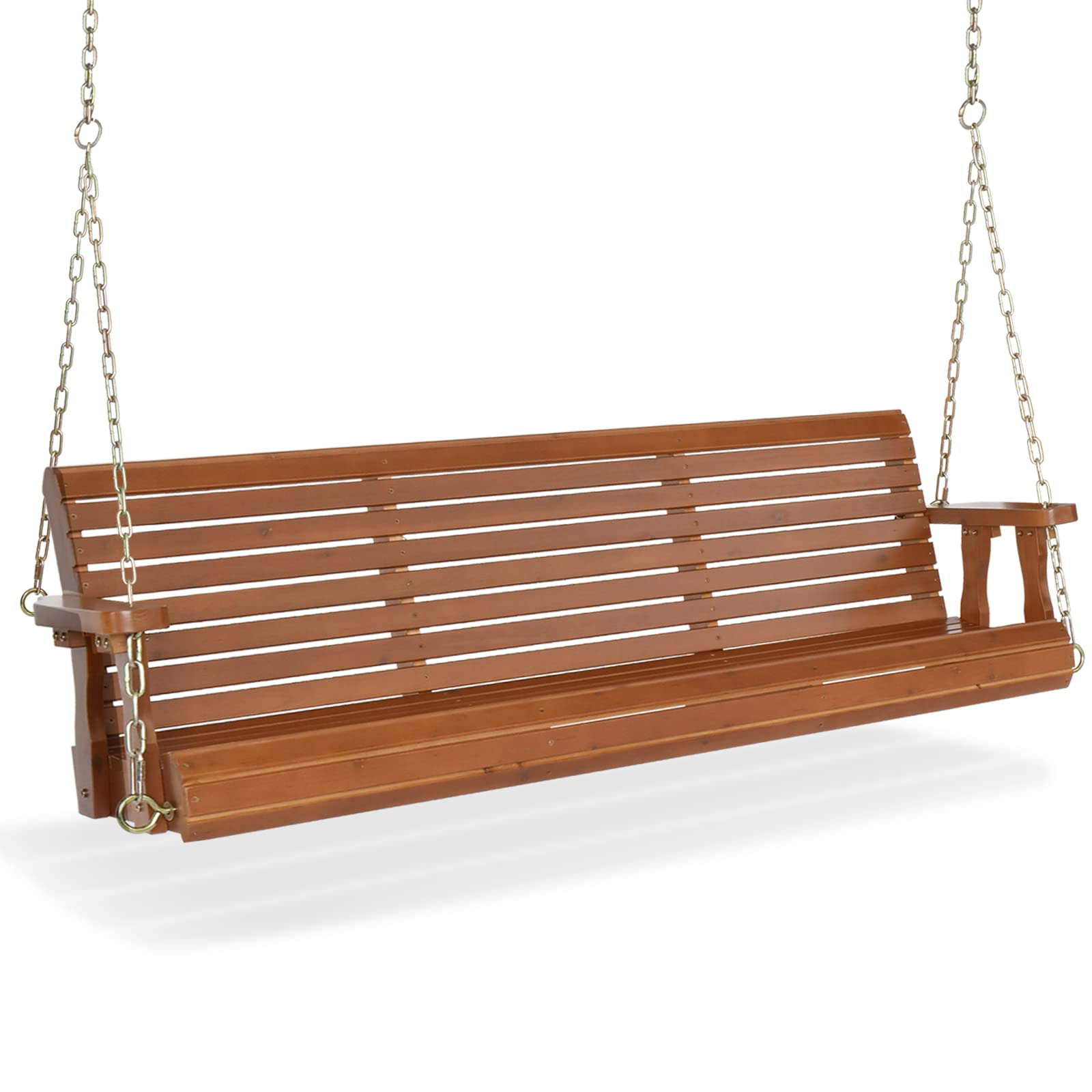 VINGLI Upgraded Patio Wooden Porch Swing for Courtyard &a; Garden, Heavy Duty 880 LBS Swing Chair Bench with Hanging Chains for Ou