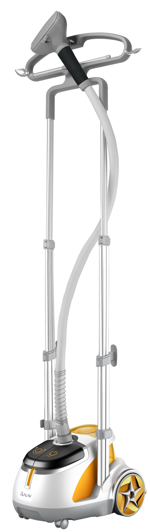 SALAV Professional Series Dual Bar Garment Steamer with Foot Pedals, GS45-DJ Silver