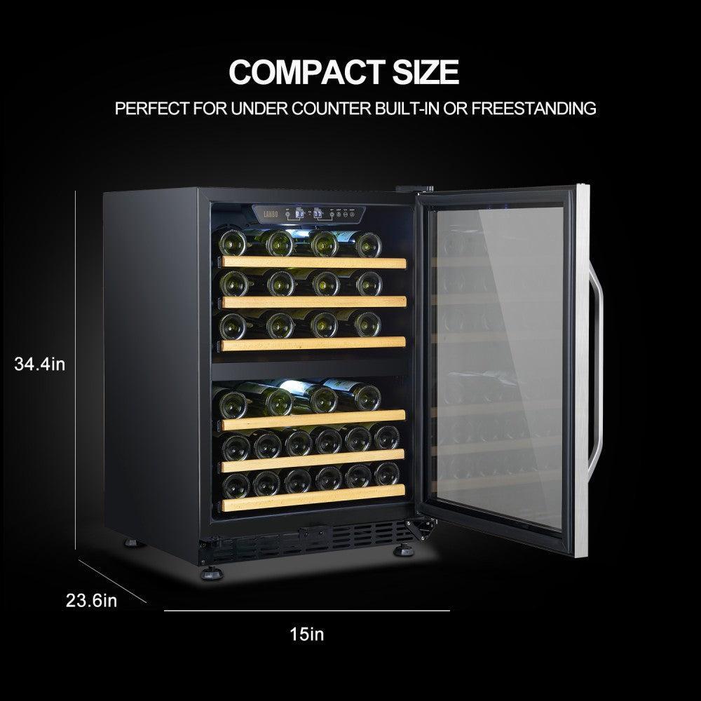 Lanbo International Inc Lanbo LW46D - 24 Inch Dual Zone (Built In or Freestanding) Compressor Wine Cooler, 44 Bottle Capacity