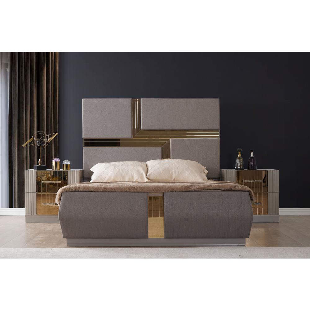 Galaxy Home Furnishing Lorenzo Modern Style Mirror Accent 4PC/5PC Bedroom set Made with Wood