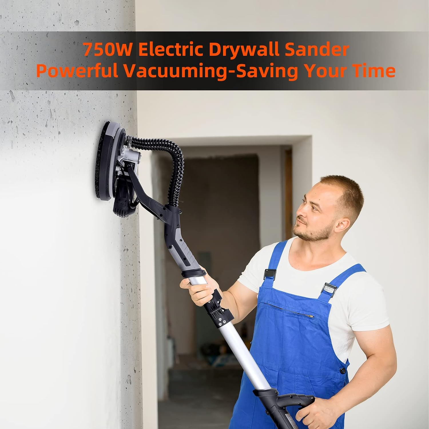 towallmark Drywall Sander,  750W Electric Drywall Sander 7 Variable Speed 900-1800 RPM Sander with LED Light, 14 Pcs Sanding discs, Extend