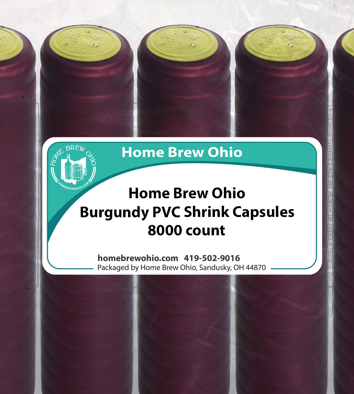 HOME BREW OHIO HOMEBREWOHIO.COM Home Brew Ohio Burgundy PVC Shrink Capsules 8000 count
