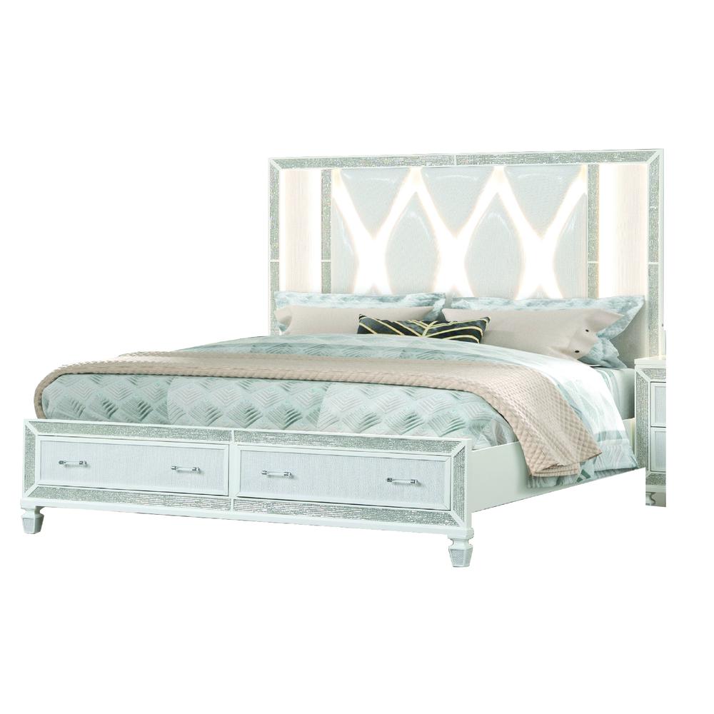Galaxy Home Furnishing CrystalUpholstery Bedroom Set Made with Wood in Mirror Accent