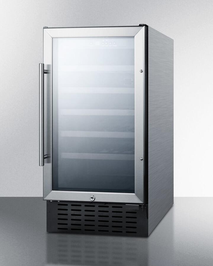 Summit SWC1840BCSS 18 Commercially Approved Wine Cooler with 3.3 cu. ft. Capacity  Digital Thermostat  Factory Installed Lock  i