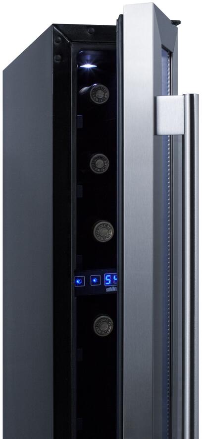 Summit SWC007 6 Wine Cooler with 7 Bottle Capacity  Digital Thermostat  Automatic Defrost  LED Lighting  High Temperature and Op