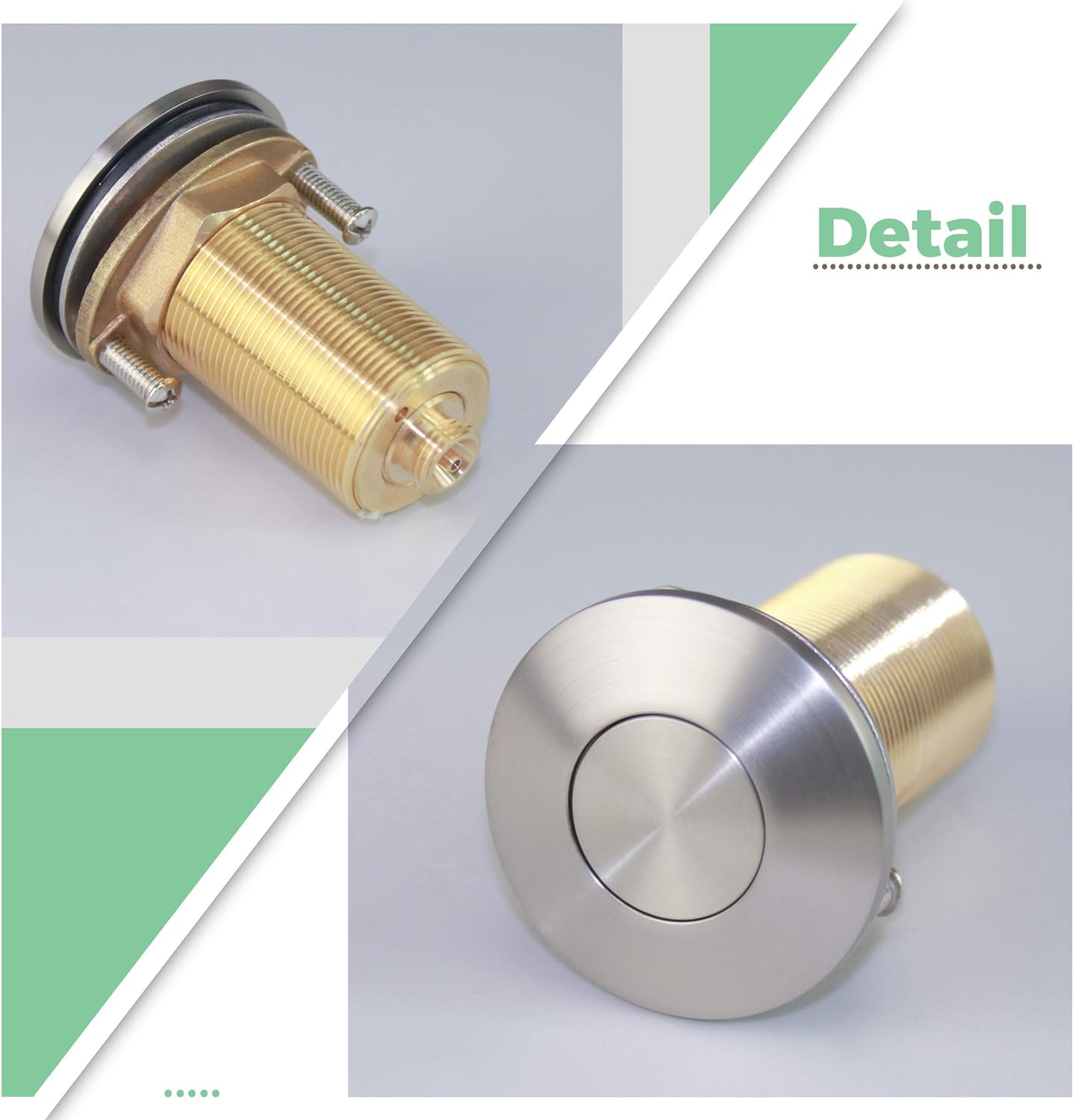 KaiLaiRui SANITARY KANARY ALL Brass Air Switch Button for Sink Top Counter Top Garbage Disposal Part (Round, Brushed Nickel)