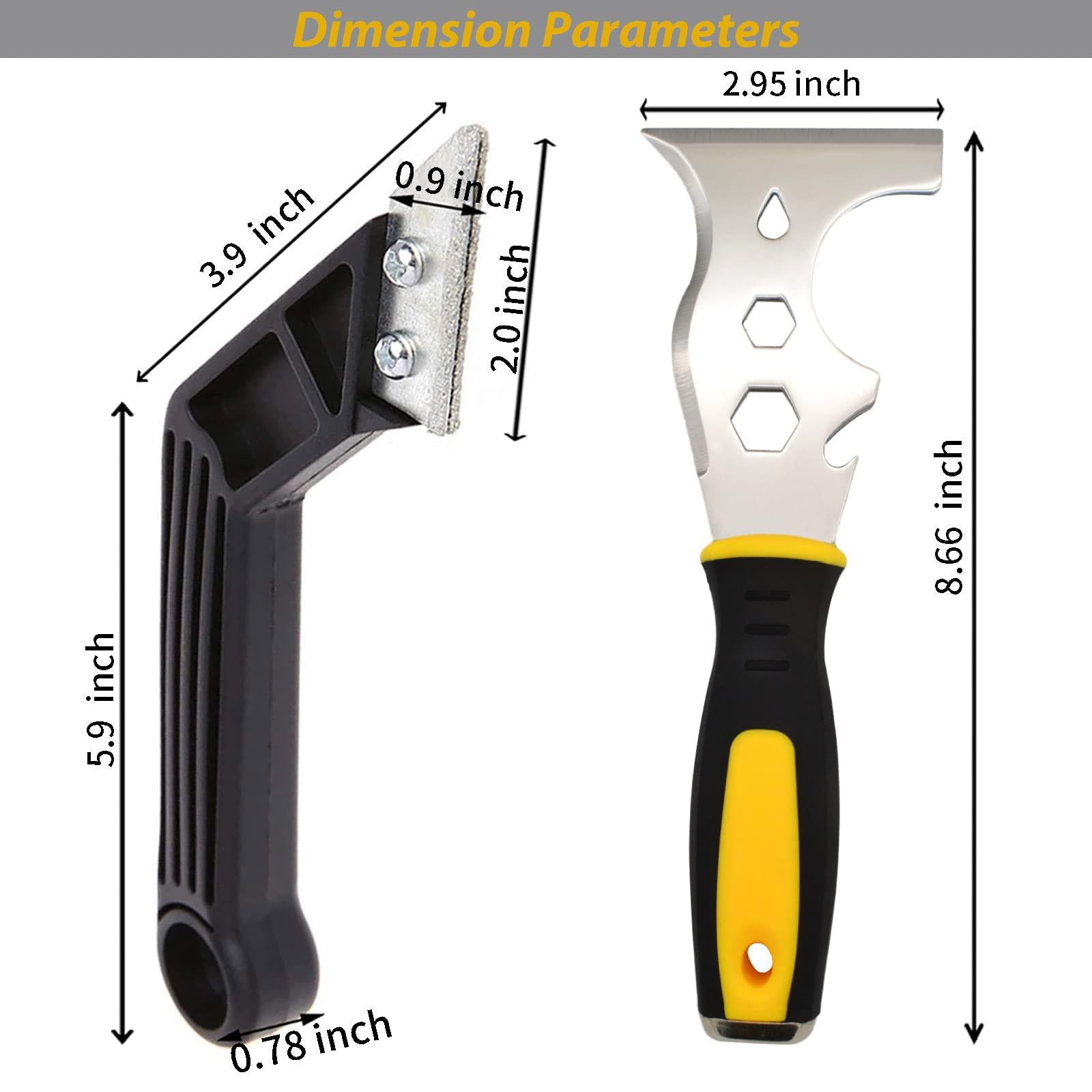 yoki peony painters tool, grout and caulk removal tool, paint scraper tool for wood with caulking silicone pads - caulking re