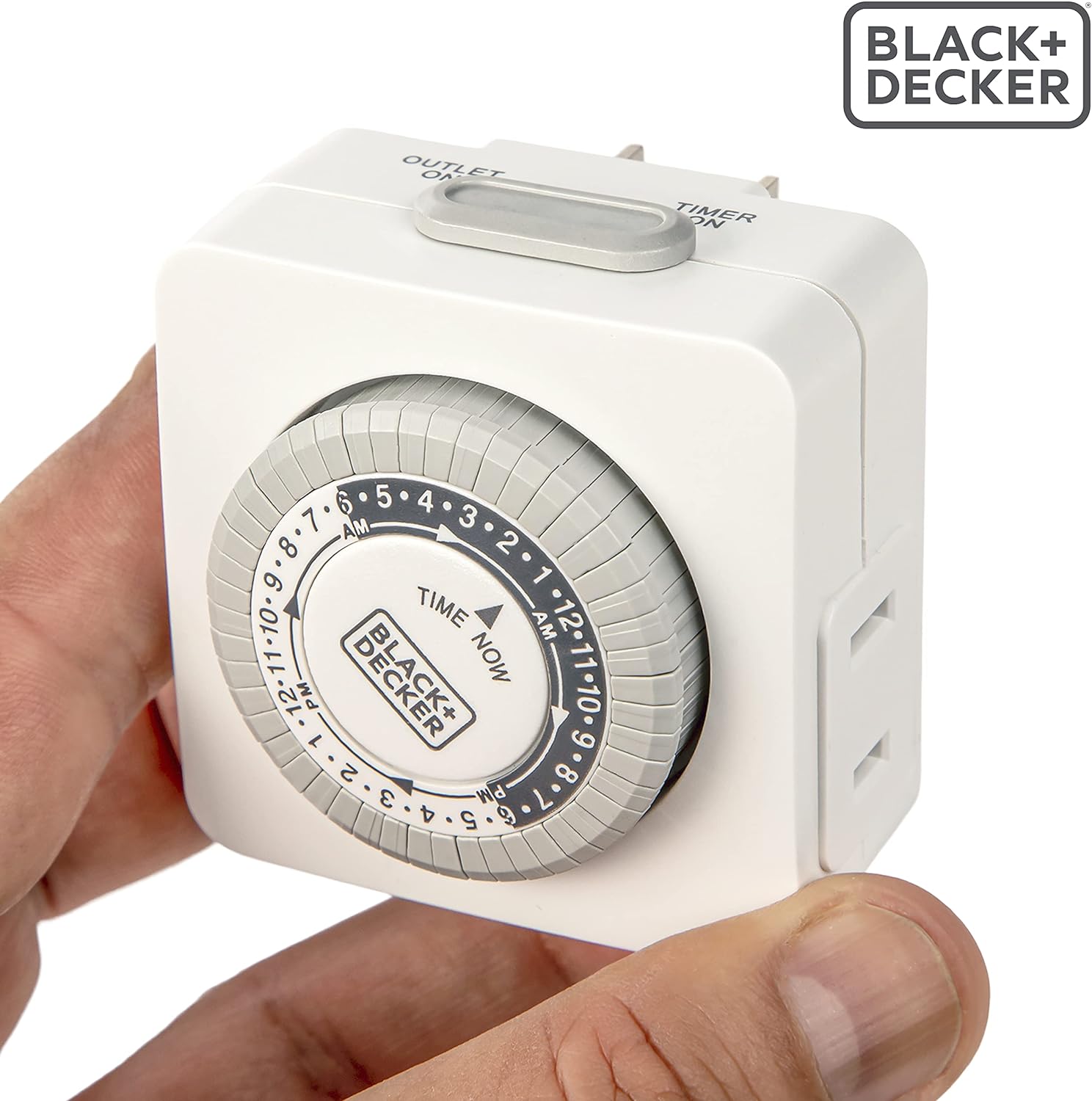 BLACK+DECKER Light Timers, Indoor, Programmable, 2 Pack, with Polarized Outlet - Analog Timer Outlet with 30 Minute Intervals for Lights, La