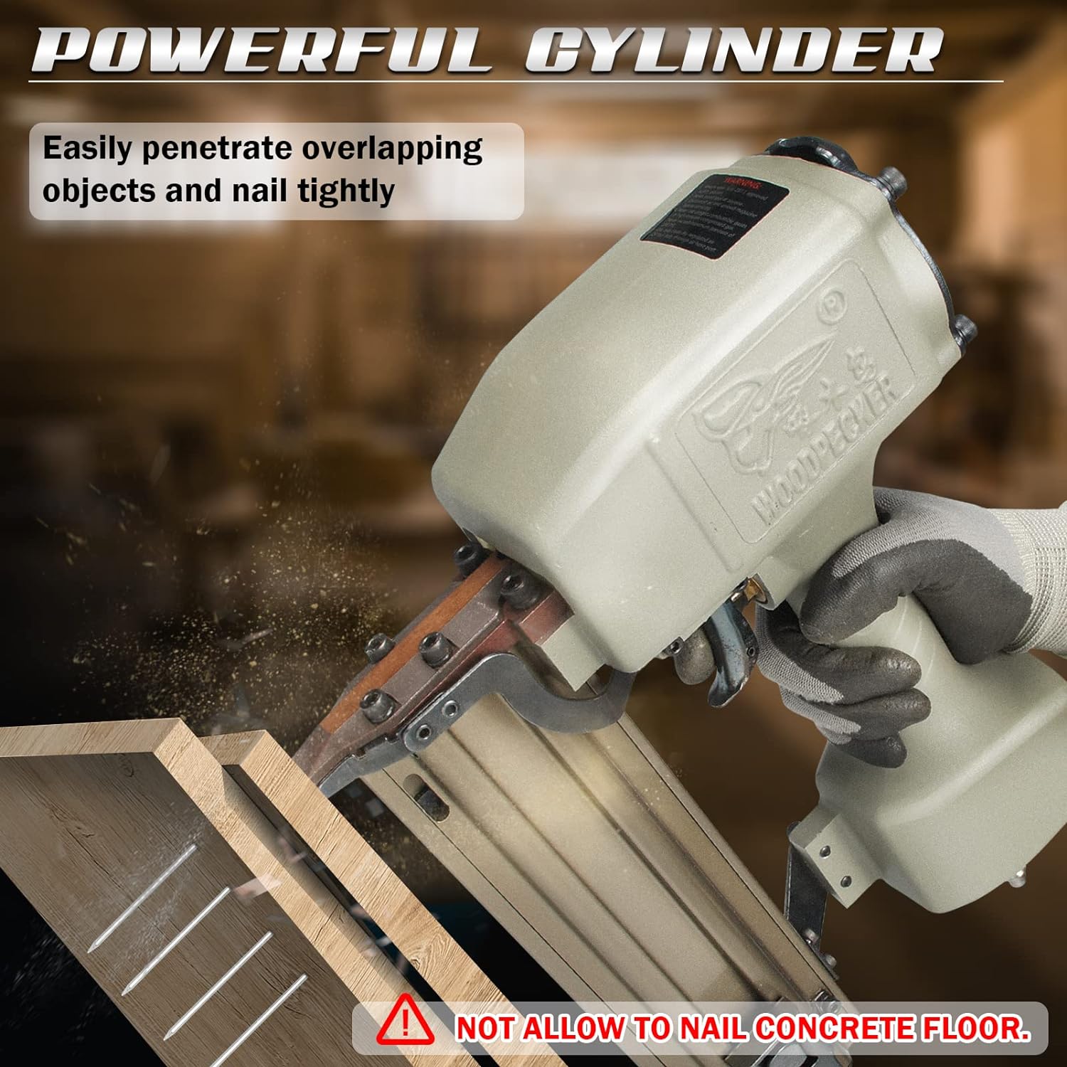 Generic Woodpecker ST64 14 Gauge Heavy Duty Concrete T Nailer, 1 Inch to 2-1/2 Inch T Nails, Pneumatic T Nail Gun for Furring Strips an