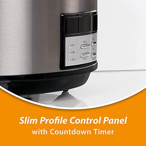 Crock-Pot slow cooker|8 quart programmable slow cooker with digital countdown timer, black stainless steel