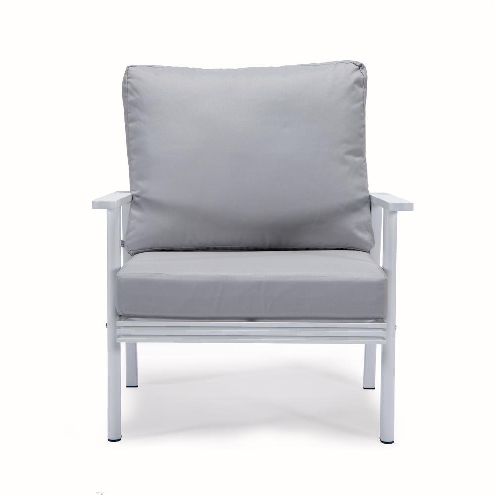 Leisuremod 3-Piece Outdoor Patio Set with White Aluminum Frame and Loveseat and Armchairs