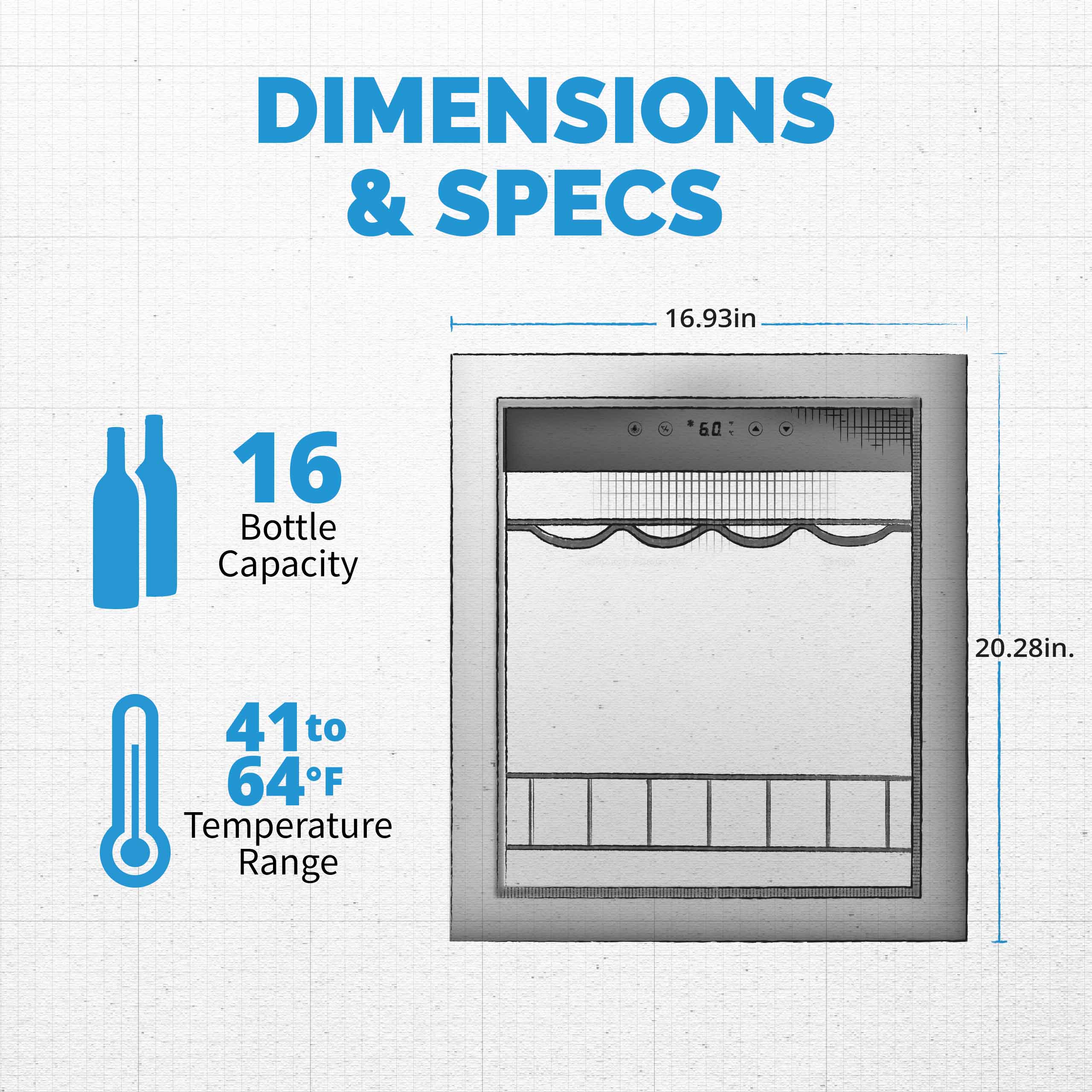 NewAir  Freestanding 16 Bottle Compressor Wine Fridge in Stainless Steel, Adjustable Racks and Exterior Digital Thermostat