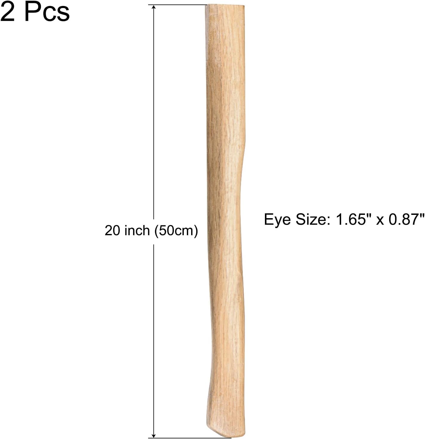 UXCELL 20 Inch Wood Long Replacement Handle Curved Replaceable Handle for Axe Hammer Flat Square Eye Oak Wood 2 Pack