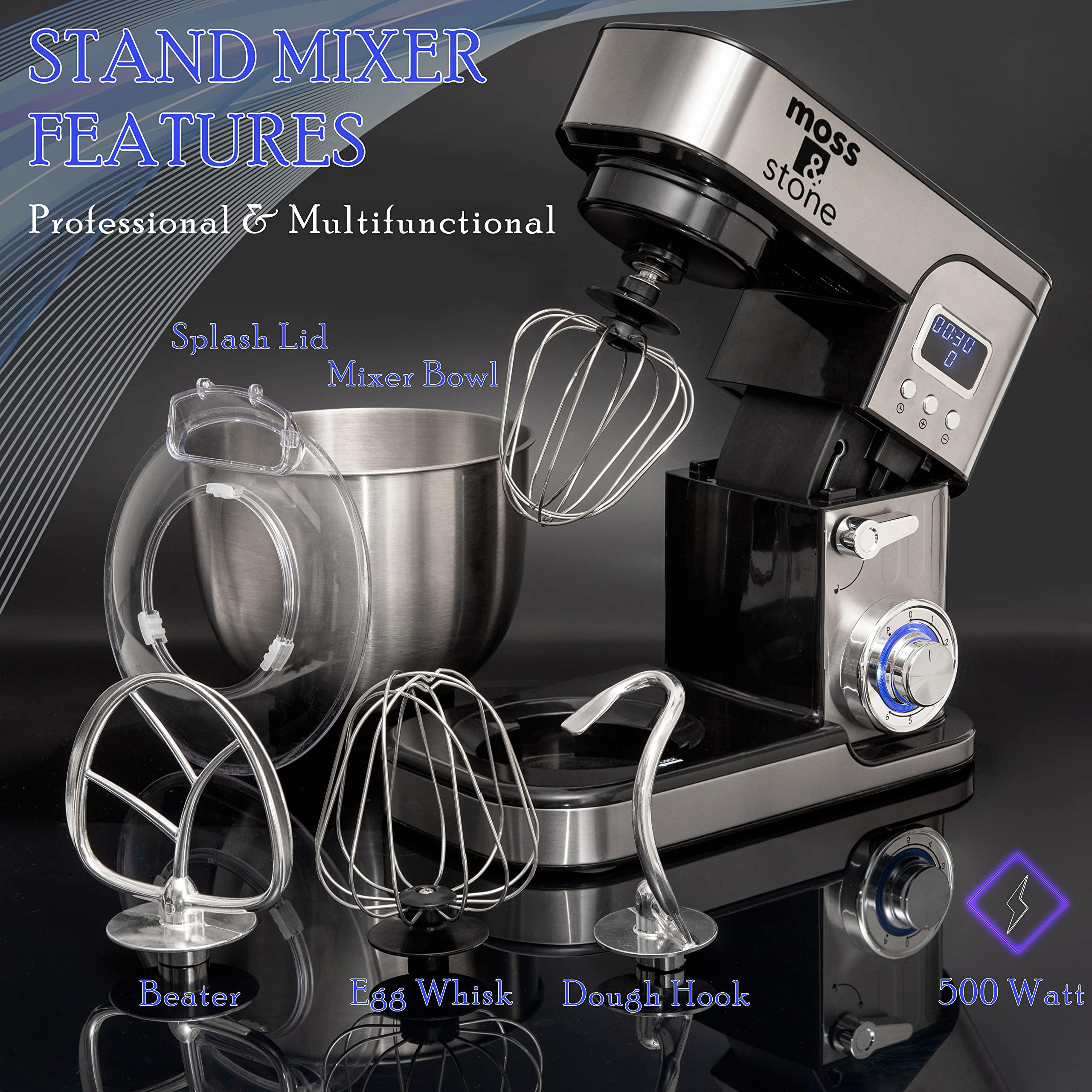 moss &a; stone stand mixer with lcd display, 6 speed electric mixer with 5.5 quart stainless steel mixing bowl, kitchen mixer w