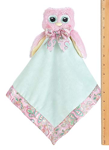 Bearington Collectio Bearington Baby Lil Hoots Snuggler, Pink Owl Plush Stuffed Animal Security Blanket, Lovey 15