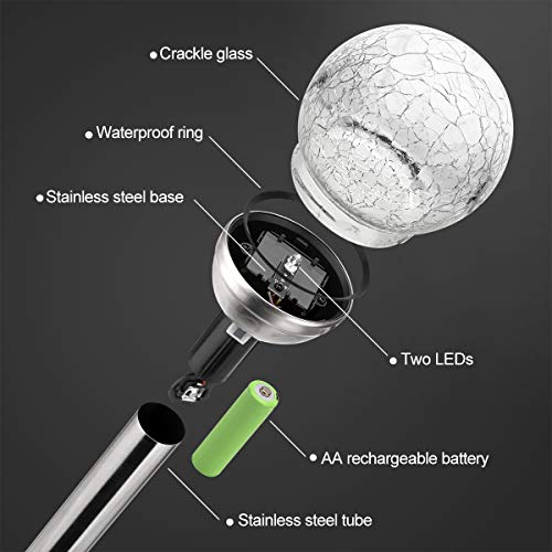 Solpex 3 Pcs Solar Garden Lights Outdoor, Color Changing &a; White Two LEDs, Decorative Ball Solar Lights for Patio/Lawn/Yard/Path