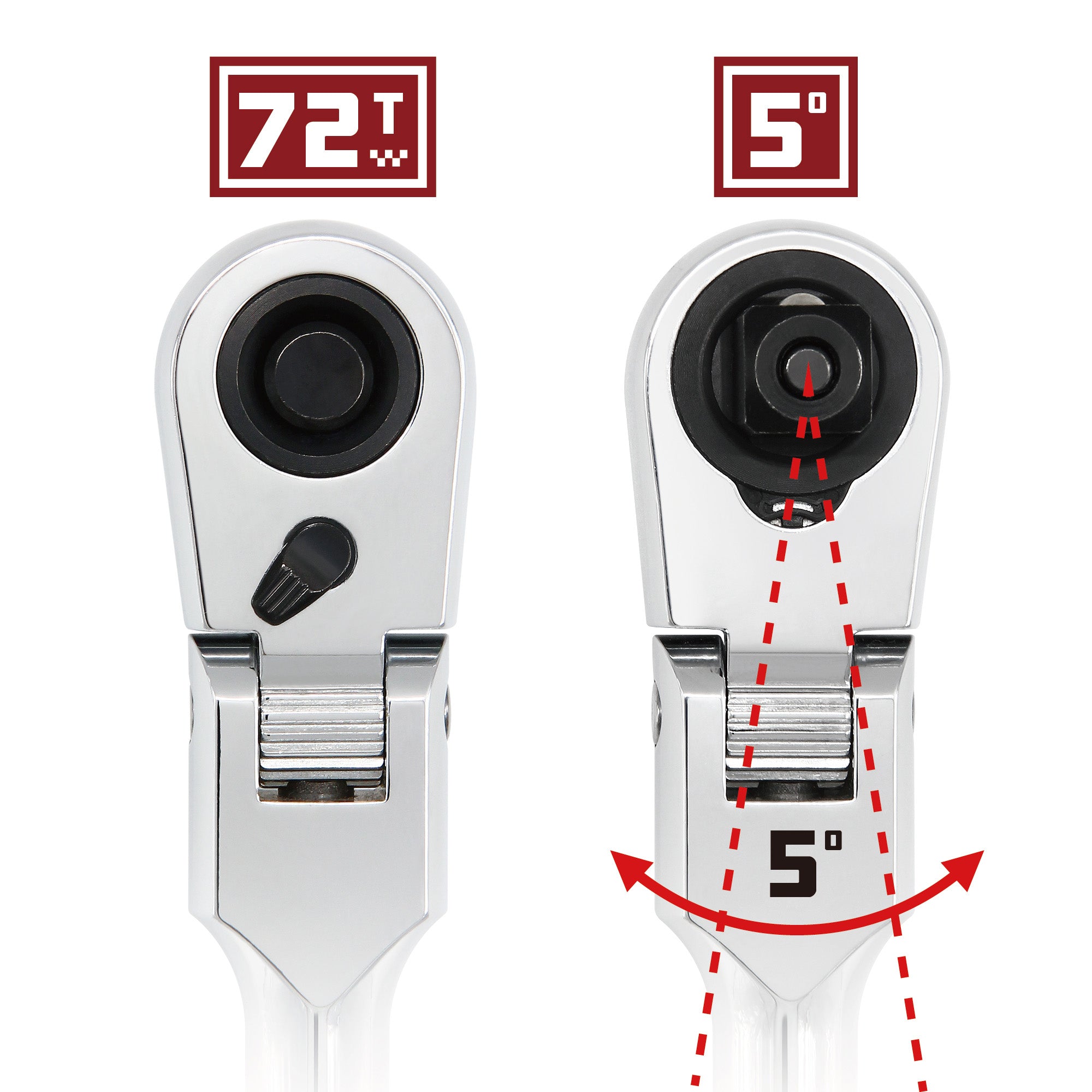 Powerbuilt 1/2 Inch Drive 72 Tooth Pro Tech 25 Inch Long Reach Flex Head Ratchet with Contour Handle - 649956
