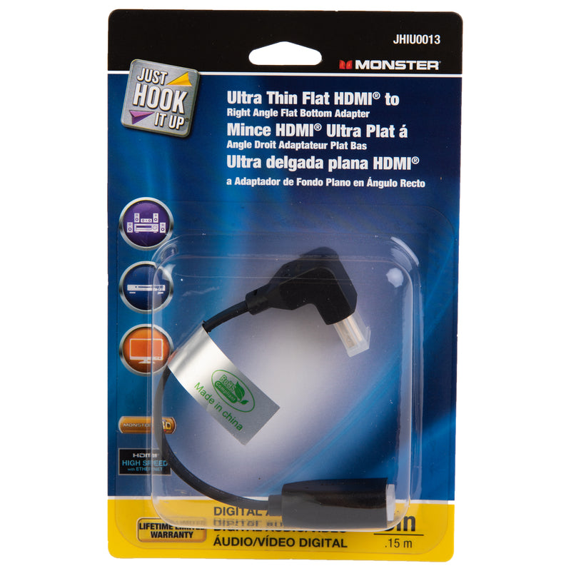 Monster Cable Monster Just Hook It Up Flat Bottom HDMI Angle Adapter 1 pk