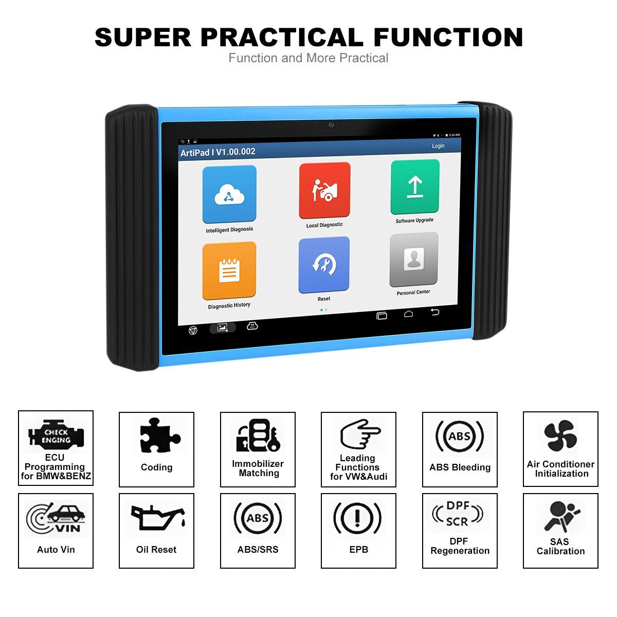 Topdon Automotive Reset Scanner TT TOPDON Artipad I Vehicle Diagnostic Tool with ECU Coding for Universal 12V Car/SUV/Light Truck