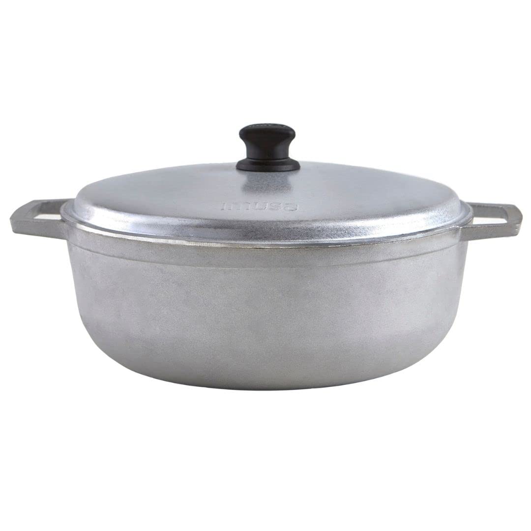 IMUSA USA Traditional Colombian (Dutch Oven) for Cooking and Serving Caldero, 6.9 Quart, Silver