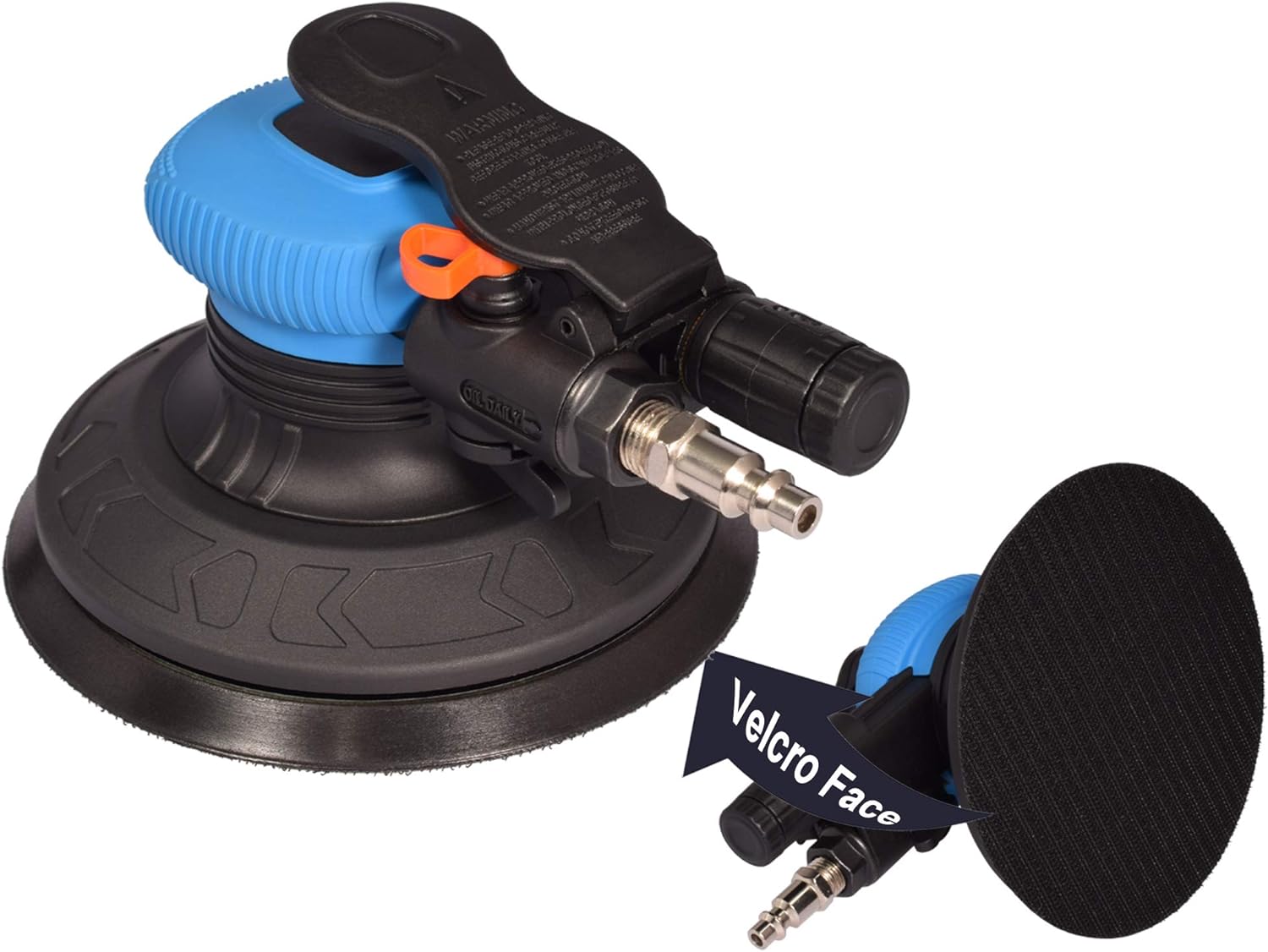 Dynastus 6-Inch Random Orbit Air Palm Sander, Dual Action Pneumatic Polisher with Velcro Hook and Loop Backing Pad and 10pcs Sanding Dis