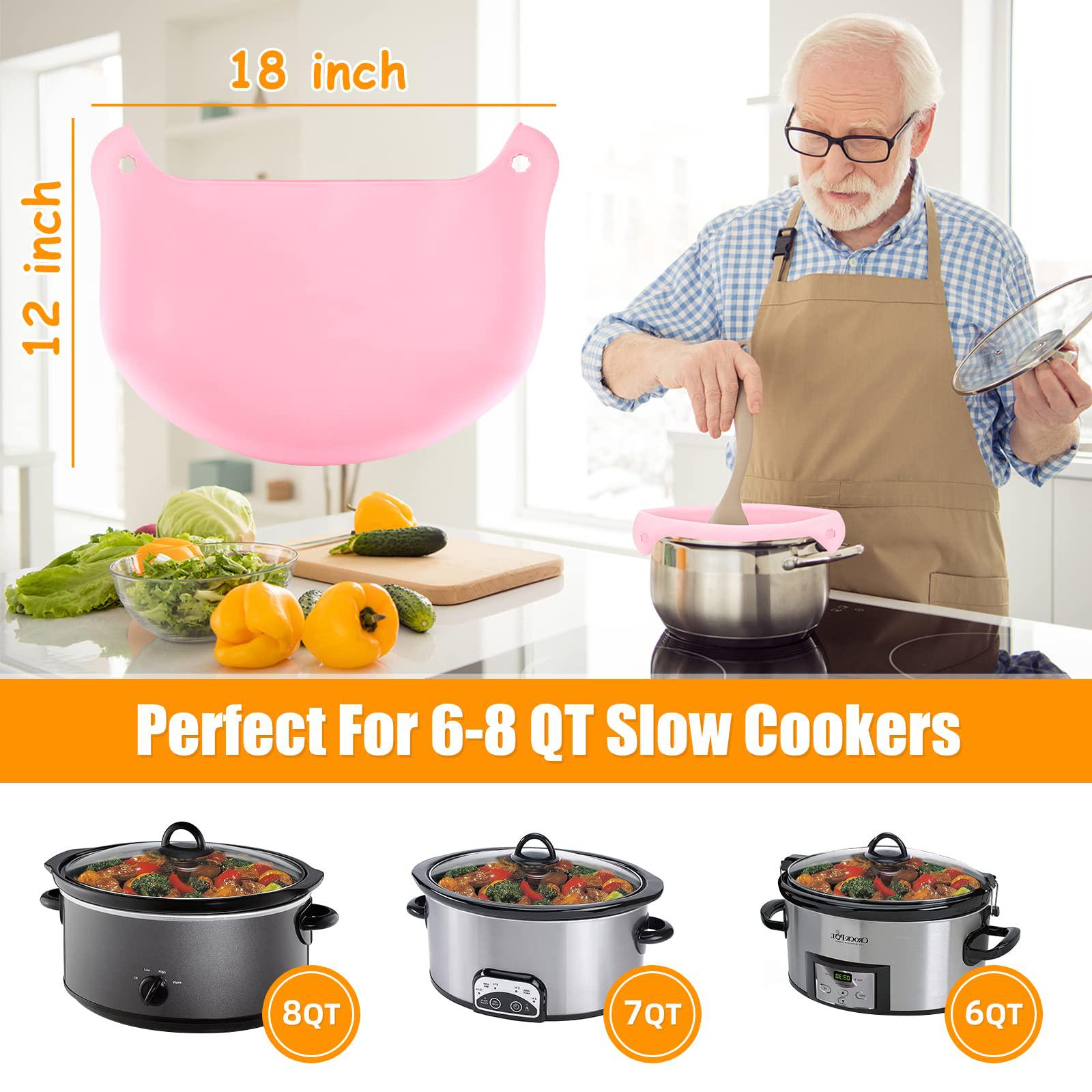 Xloey reusable silicone slow cooker liner,fits 6 to 8 quarts crockpot,leakproof &a; easy clean insert liners, silicone divider for ov