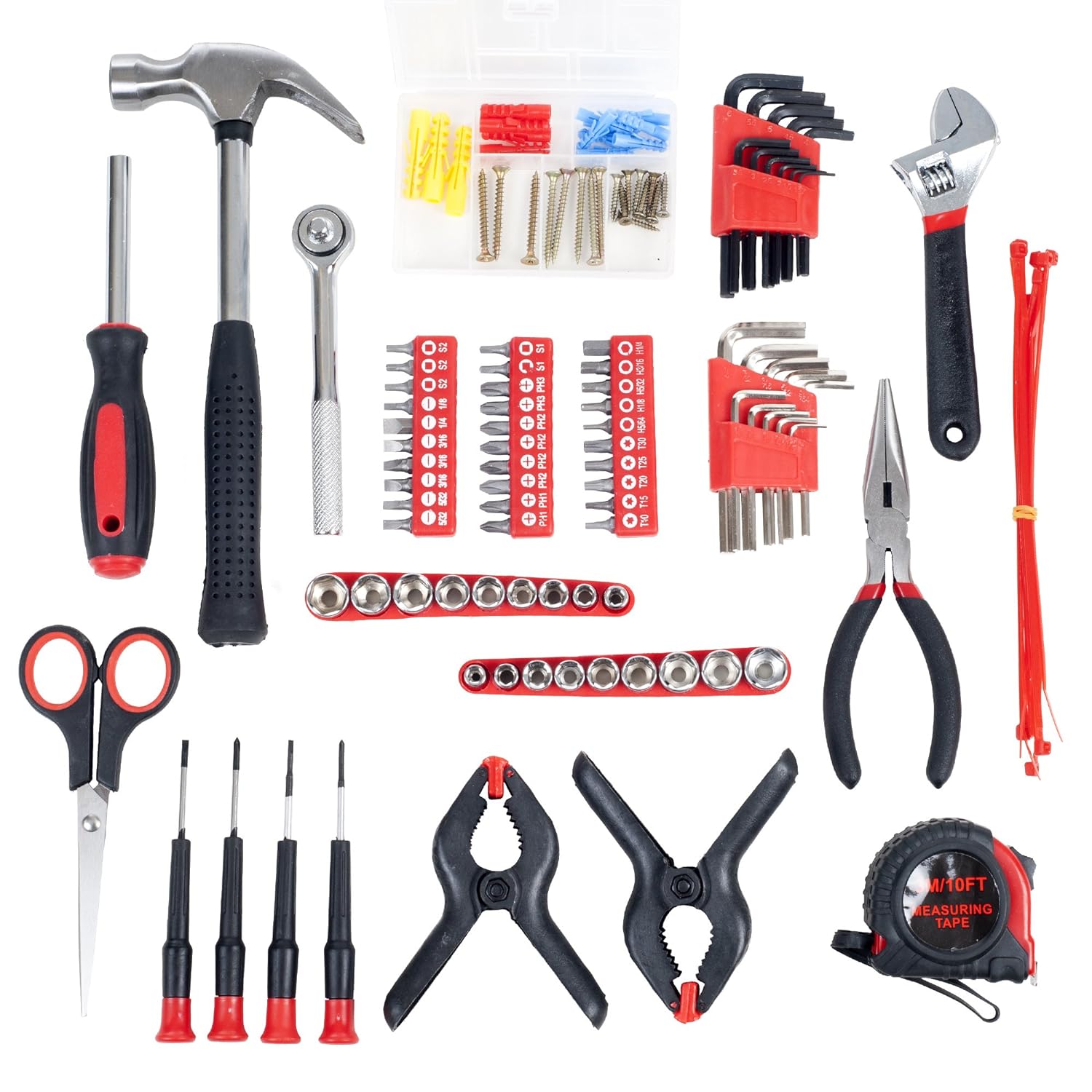 GCP Products Household Hand Tools, 86 Piece Tool Set With Roll-Up Bag By, (Hammer, Wrench Set, Screwdriver Set, Pliers) Great For The Home…