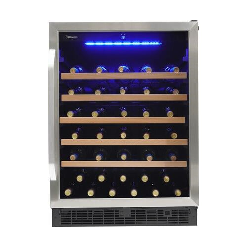 Danby SWC057D1BSS 24 Silhouette Series Stainless Steel Stilton Single Zone Wine Cooler 50 Bottle