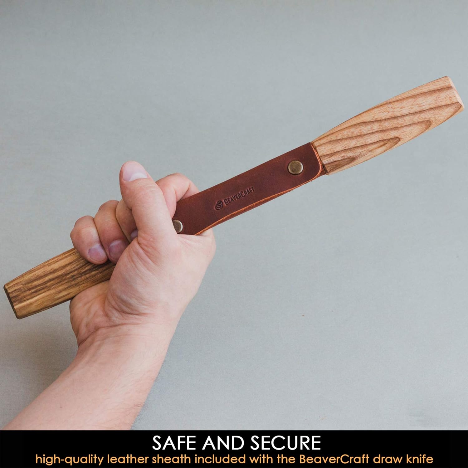 Beavercraft DK2s Draw Knife with Leather Sheath Woodworking Tool 4.3